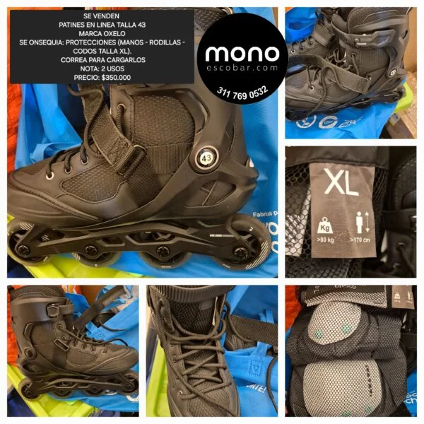 PATINES EN LINEA TALLA 43 - PROTECCIONES TALLA XL